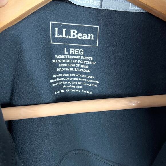 L.L. Bean Full Zip Fleece Jacket Coat Black Women's size Large - Picture 4 of 6